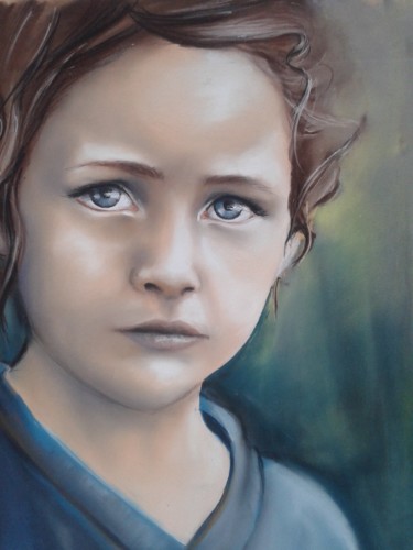 Painting titled "jeune fille" by Catherine Daniel, Original Artwork, Pastel