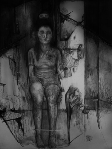 Drawing titled "spectres.jpg" by Catherine Le Carrer, Original Artwork, Charcoal