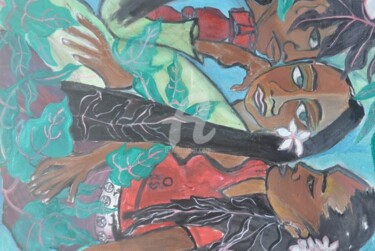 Peinture intitulée "Polynesianstories 2" par Catherine Le  Moal, Œuvre d'art originale, Huile