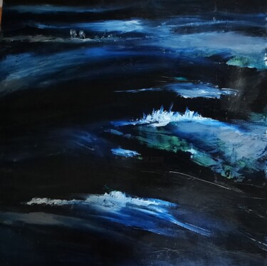 Malerei mit dem Titel "Blue night" von Catherine Lecomte (Catell), Original-Kunstwerk, Öl
