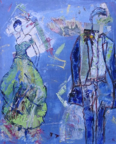 Peinture intitulée "Blue collection" par Catherine Lefay, Œuvre d'art originale, Huile