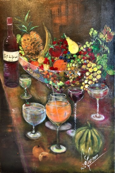 Painting titled "Degustation" by Catherine Lesueur (C.Lesueur), Original Artwork, Acrylic