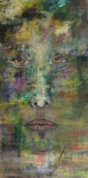 Pintura titulada "La tête dans les nu…" por Catherine Lesueur (C.Lesueur), Obra de arte original, Acrílico Montado en Panel…