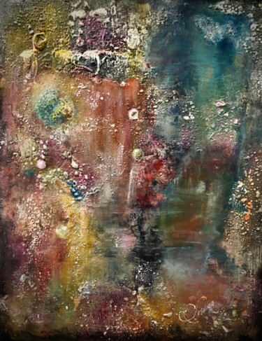 Painting titled "Galactique" by Catherine Lesueur (C.Lesueur), Original Artwork, Acrylic Mounted on Wood Stretcher frame