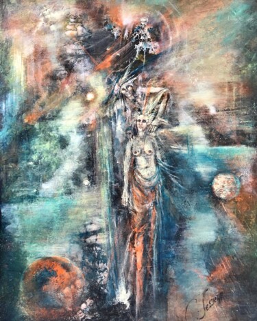 Painting titled "Et Dieu créa la fem…" by Catherine Lesueur (C.Lesueur), Original Artwork, Acrylic Mounted on Wood Panel