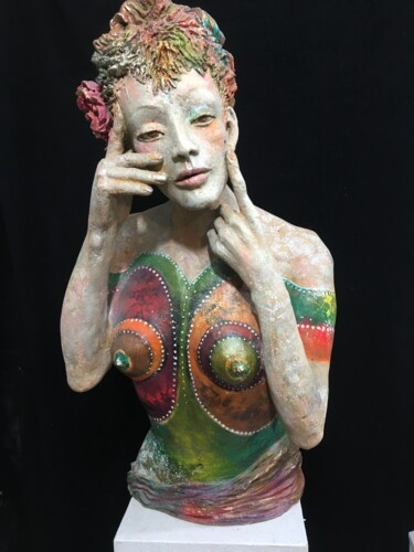 Sculpture titled "GRAIN DE BEAUTE" by Catherine Lesueur (C.Lesueur), Original Artwork, Ceramics