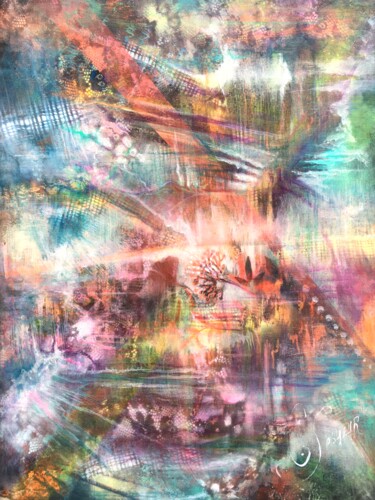 Картина под названием "Radiant" - Catherine Lesueur (C.Lesueur), Подлинное произведение искусства, Акрил Установлен на Дерев…