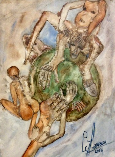 Peinture intitulée "DELIRE" par Catherine Lesueur (C.Lesueur), Œuvre d'art originale, Aquarelle