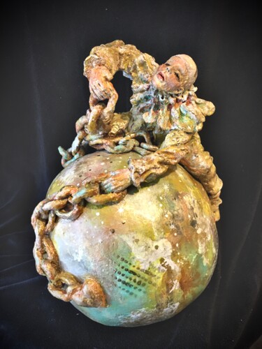 Skulptur mit dem Titel "Au coeur de la lune" von Catherine Lesueur (C.Lesueur), Original-Kunstwerk, Keramik
