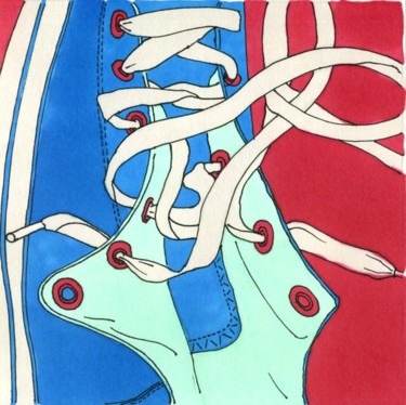 Dessin intitulée "Chaussure bleue" par Catherine Levrey, Œuvre d'art originale, Autre