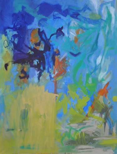 Painting titled "Blue light" by Catherine Maddens, Original Artwork, Oil Mounted on Wood Stretcher frame