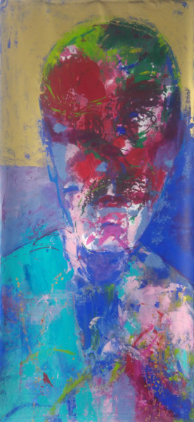 Painting titled "Tête homme" by Catherine Maddens, Original Artwork, Acrylic
