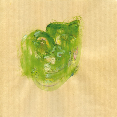 Peinture intitulée "Cœur vert 4.jpg" par Catherine Maddens, Œuvre d'art originale, Huile