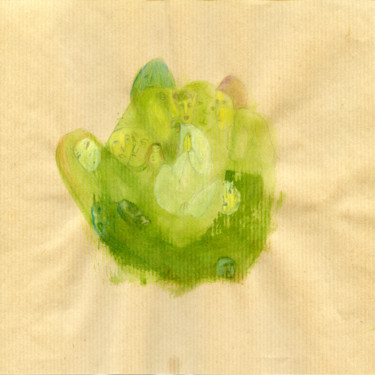 Painting titled "Cœur vert 6.jpg" by Catherine Maddens, Original Artwork, Oil