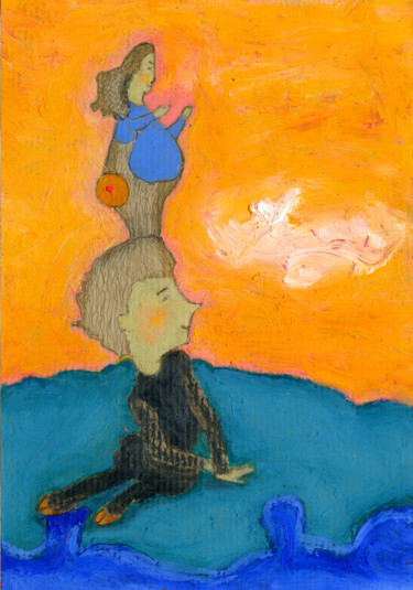 Картина под названием "A la mer" - Catherine Maddens, Подлинное произведение искусства, Масло