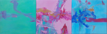 Картина под названием "Triptyque Monet" - Catherine Maddens, Подлинное произведение искусства, Акрил Установлен на Деревянна…