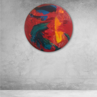Картина под названием "Lune Rouge - Toile…" - Catherine Maddens, Подлинное произведение искусства, Масло Установлен на Дерев…