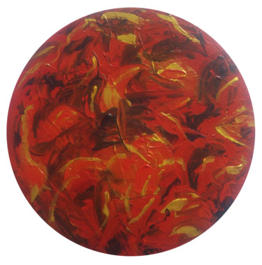 Painting titled "Lune rouge de sang…" by Catherine Maddens, Original Artwork, Acrylic Mounted on Wood Stretcher frame