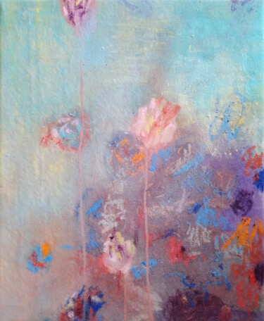 Painting titled "Roses" by Catherine Maddens, Original Artwork, Acrylic Mounted on Wood Stretcher frame