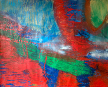 Pintura titulada "Paysage Rouge" por Catherine Maddens, Obra de arte original, Acrílico