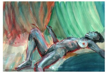 Drawing titled "grey nude" by Catherine Marche, Original Artwork