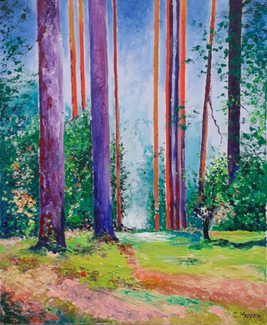 Peinture intitulée "La clairière" par Catherine Meyza, Œuvre d'art originale, Huile Monté sur Châssis en bois