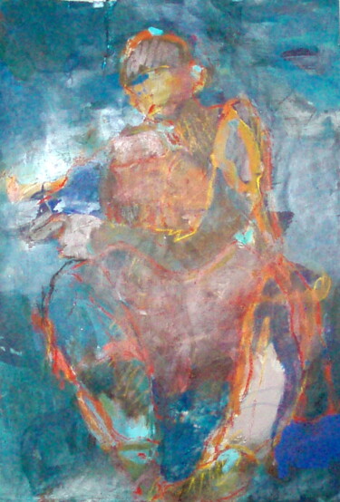 Peinture intitulée "Invité Bleu" par Catherine Monmarson, Œuvre d'art originale, Acrylique