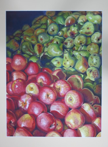 Peinture intitulée "pommespoires.jpg" par Catherine Mosser, Œuvre d'art originale
