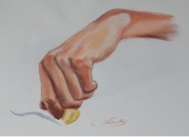 Dessin intitulée "Tom's hand 5 "Supro"" par Andromaque, Œuvre d'art originale, Pastel