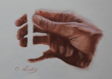 Zeichnungen mit dem Titel "Tom's hand 8 "enjoy…" von Andromaque, Original-Kunstwerk, Pastell