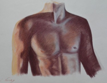 Tekening getiteld "Etude de torse 1" door Andromaque, Origineel Kunstwerk