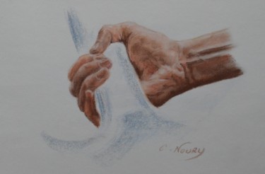 Dessin intitulée "Tom's hand 16 "Hags…" par Andromaque, Œuvre d'art originale