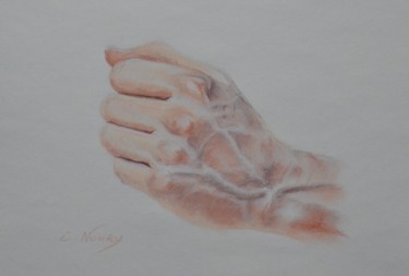 Dessin intitulée "Tom's hand 22 "Wait…" par Andromaque, Œuvre d'art originale, Pastel