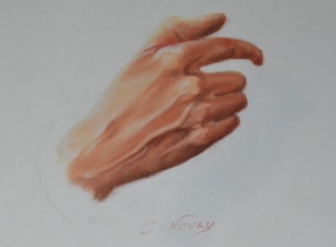 Disegno intitolato "Tom's hand 3 "suici…" da Andromaque, Opera d'arte originale, Pastello