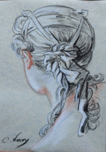 Dessin intitulée "Femme de dos d'aprè…" par Andromaque, Œuvre d'art originale, Pastel