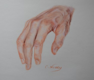 Drawing titled "Tom's hand 24 "sitt…" by Andromaque, Original Artwork, Pastel