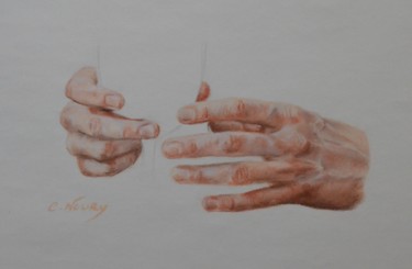 Dessin intitulée "Tom's hand 25 "cham…" par Andromaque, Œuvre d'art originale, Pastel