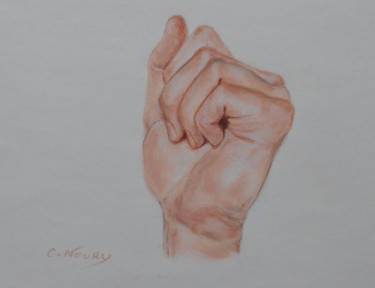 Dessin intitulée "Tom's hand 26 "figh…" par Andromaque, Œuvre d'art originale, Pastel