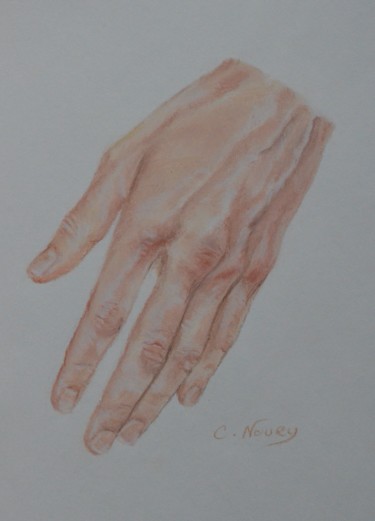 Disegno intitolato "Tom's hand 28 "arri…" da Andromaque, Opera d'arte originale, Pastello