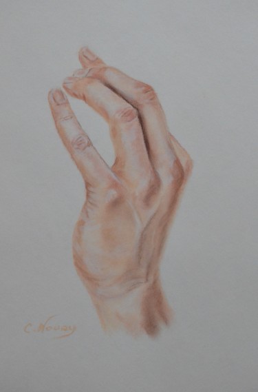 Desenho intitulada "Tom's hand 29 "Take…" por Andromaque, Obras de arte originais, Pastel