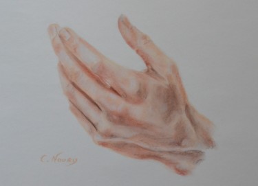 Dessin intitulée "Tom's hand 30 "ask"" par Andromaque, Œuvre d'art originale, Pastel