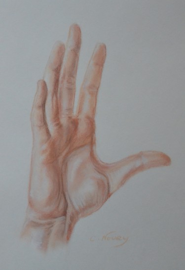 Dessin intitulée "Tom's hand 31 "expl…" par Andromaque, Œuvre d'art originale, Pastel