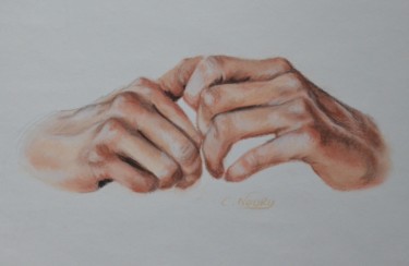 Dessin intitulée "Tom's hand 32 "drea…" par Andromaque, Œuvre d'art originale, Pastel