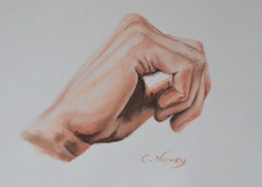 Drawing titled "Tom's hand 33 "Thin…" by Andromaque, Original Artwork, Pastel