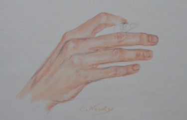 Dessin intitulée "Tom's hand 35 "Writ…" par Andromaque, Œuvre d'art originale, Pastel