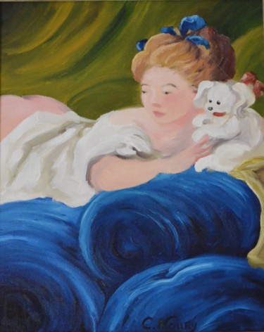 Painting titled "Le déshabillé" by Andromaque, Original Artwork, Oil