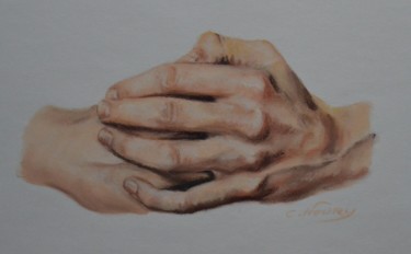 Dessin intitulée "Tom's hand 36 "Reig…" par Andromaque, Œuvre d'art originale, Pastel