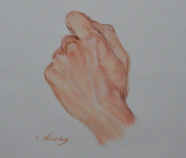 Disegno intitolato "Tom's hand 37 "Knoc…" da Andromaque, Opera d'arte originale, Pastello