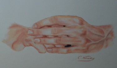 Dessin intitulée "Tom's hand 41 "Sign…" par Andromaque, Œuvre d'art originale, Pastel
