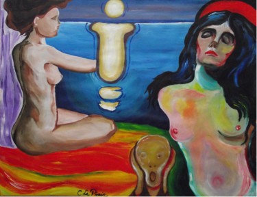 Malerei mit dem Titel "Hommage à Munch" von Andromaque, Original-Kunstwerk, Acryl